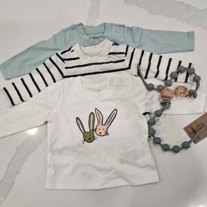 New born baby boy clothes with 2 Baby Pacifier Clips, Silicone Soother Clips